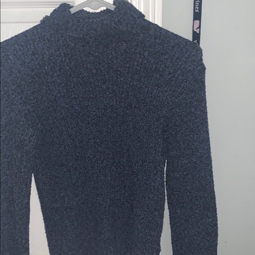 Blue turtle neck